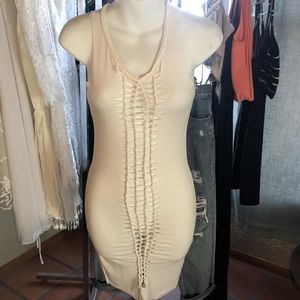 Size small white POOF brand form fitting dress